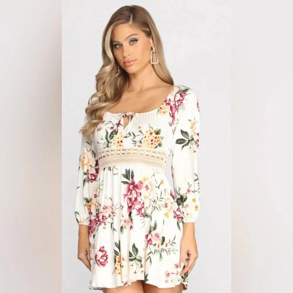 Windsor Bring The Romance Off Shoulder Long Sleeve Skater Dress - Picture 2 of 6